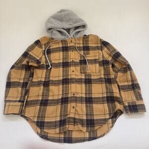 Lana‎ Roux Los Angeles Hooded Flannel Shirt Womens Medium Skater Oversized Baggy